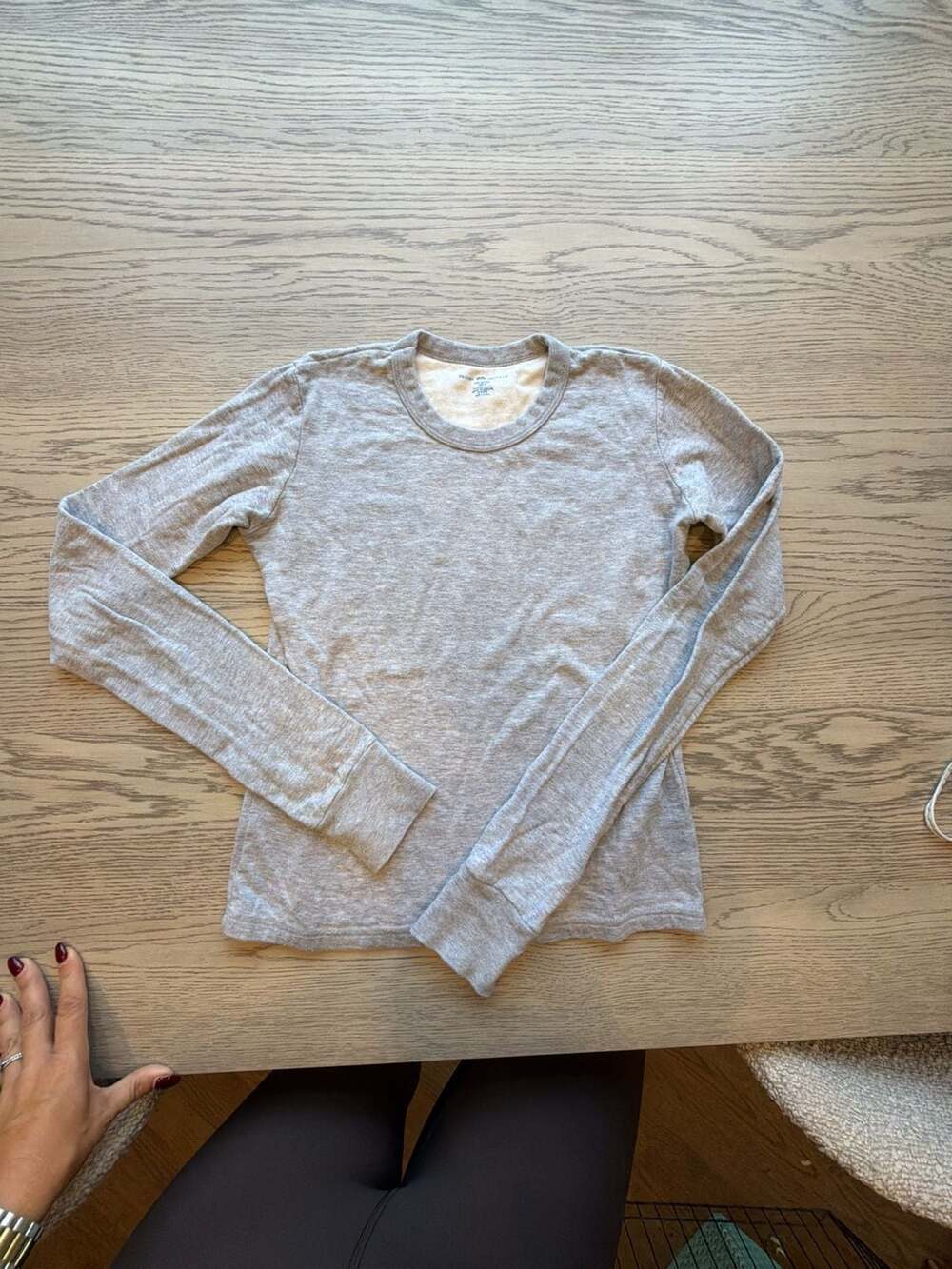 Brandy Melville Long Sleeve Crewneck Tee Heather Grey One Size